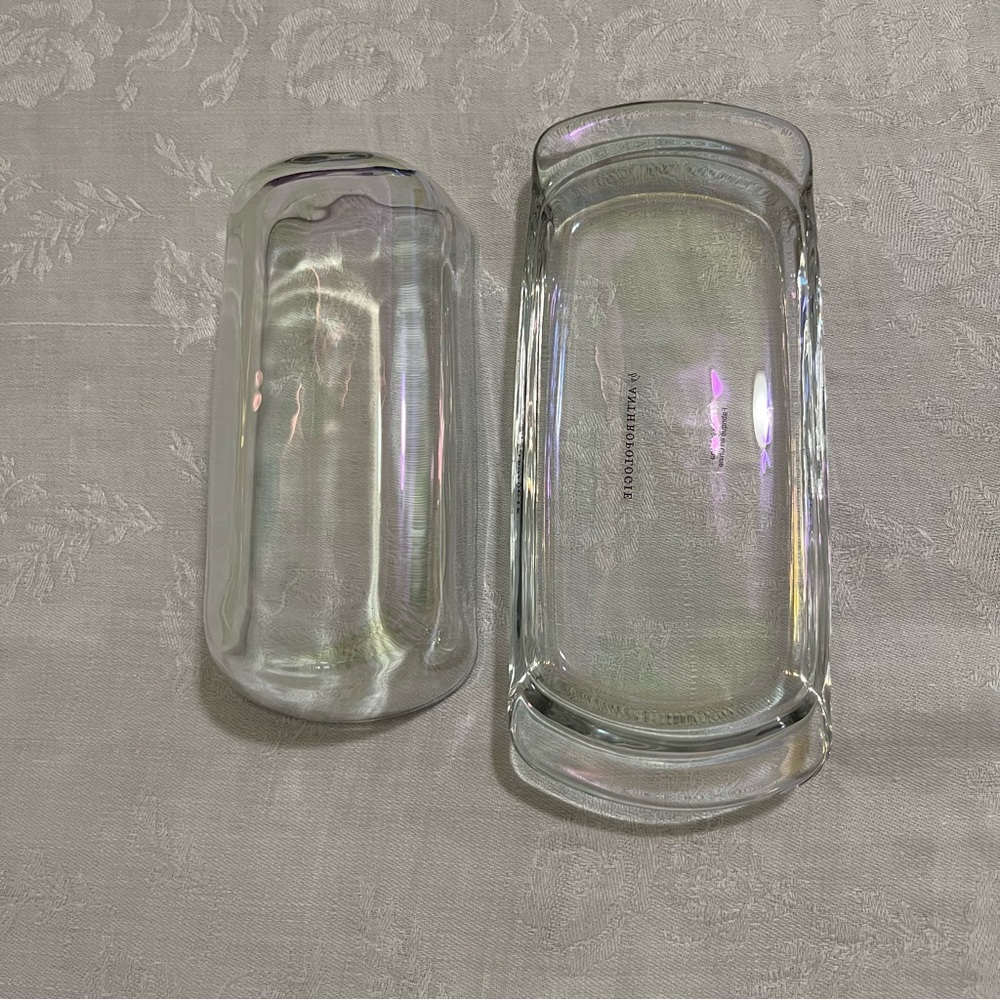 Anthropologie NIB “Sold Out” Clear Luster Glass Butter Dish - Picture 3 of 8